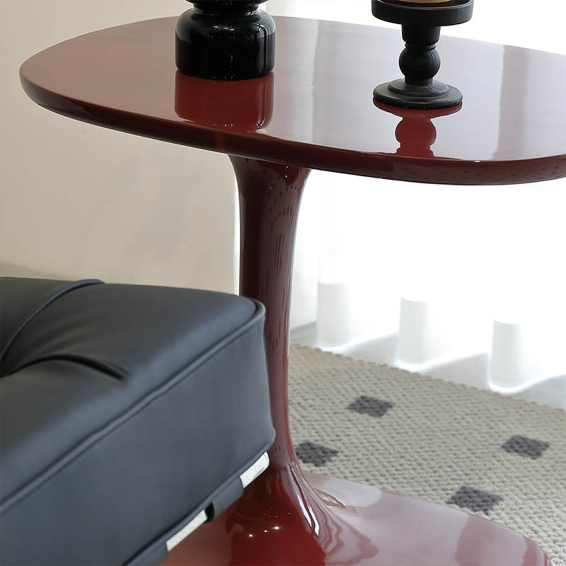 Modern Luxury Rectangular Fiberglass Side Table 1-Tier For Living Room