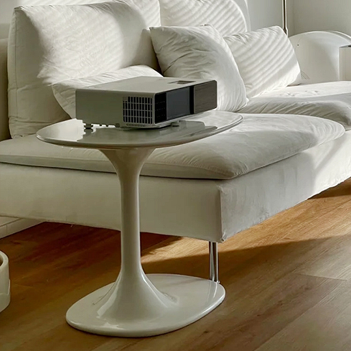 Modern Luxury Rectangular Fiberglass Side Table 1-Tier For Living Room