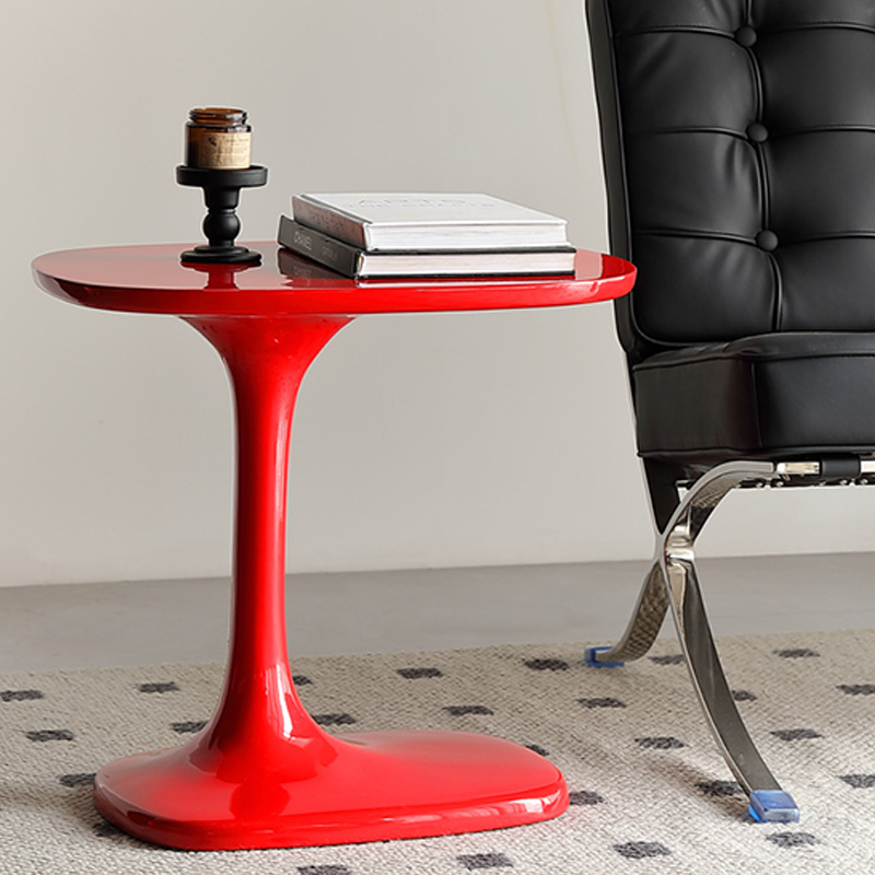 Modern Luxury Rectangular Fiberglass Side Table 1-Tier For Living Room