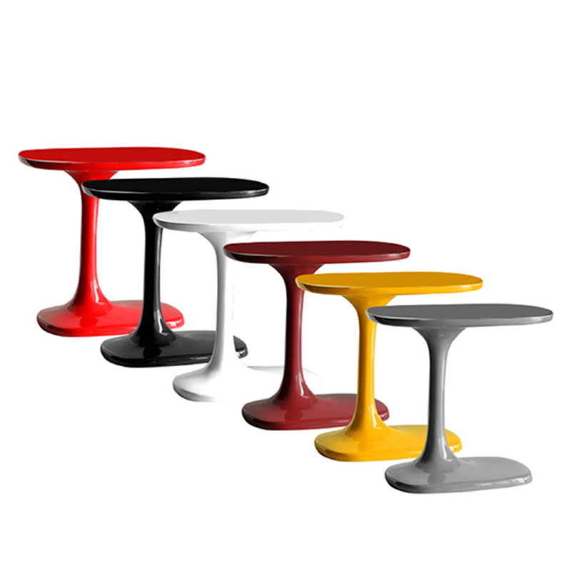 Modern Luxury Rectangular Fiberglass Side Table 1-Tier For Living Room