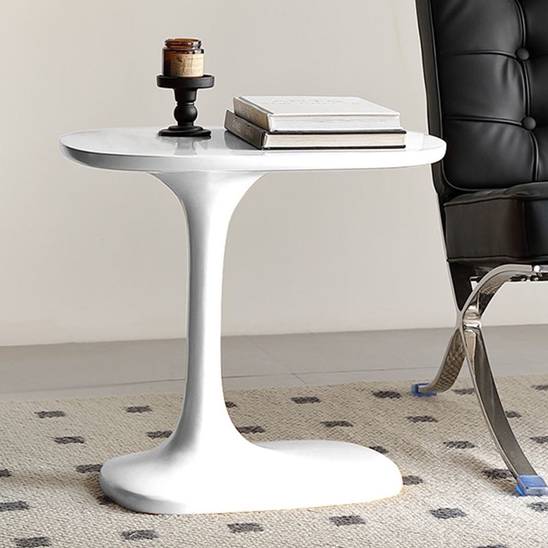 Modern Luxury Rectangular Fiberglass Side Table 1-Tier For Living Room