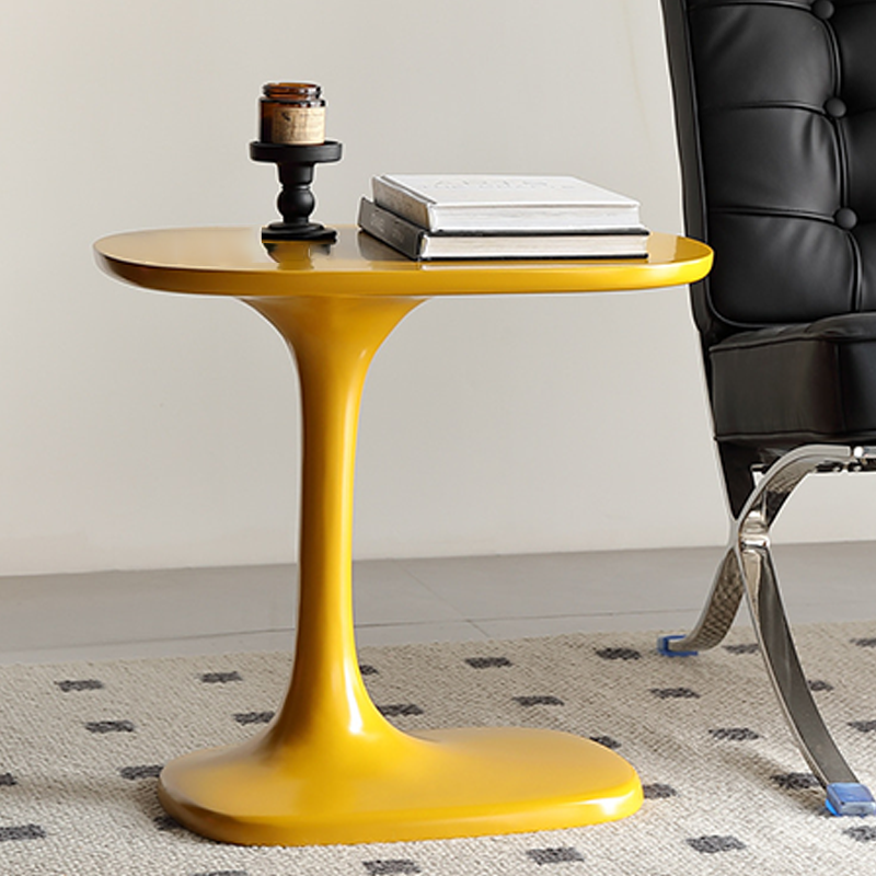 Modern Luxury Rectangular Fiberglass Side Table 1-Tier For Living Room