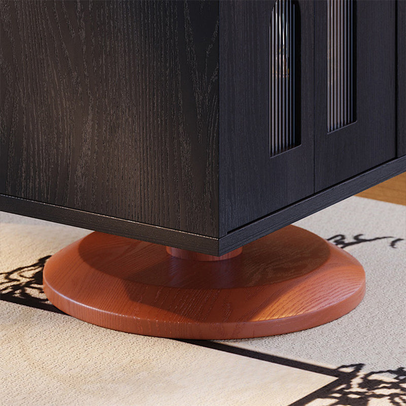Traditional Vintage Rotating End Table - 360° Swivel Ash Wood Side Table With Open Storage Shelves For Living Room