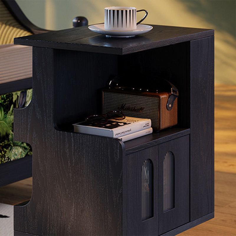 Traditional Vintage Rotating End Table - 360° Swivel Ash Wood Side Table With Open Storage Shelves For Living Room