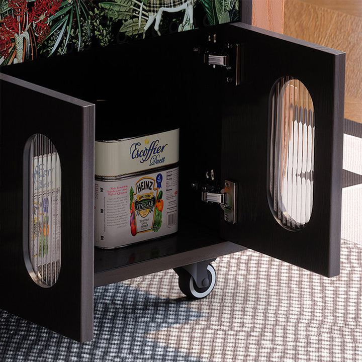 Multi-Functional Mobile Tea Cart: Vintage Rotating Side Table - Compact Storage Cabinet Sideboard For Living Room