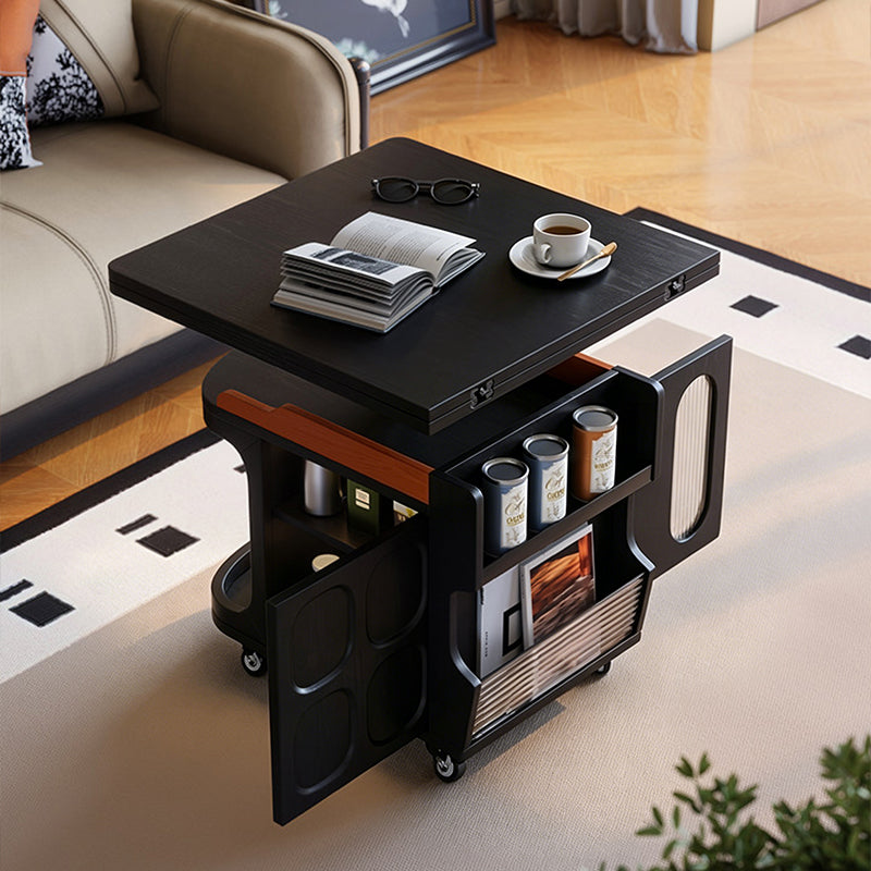 Vintage Adjustable Side Table: Foldable Coffee Table And Dining Table In One - Large-Capacity Storage Sideboard For Living Room