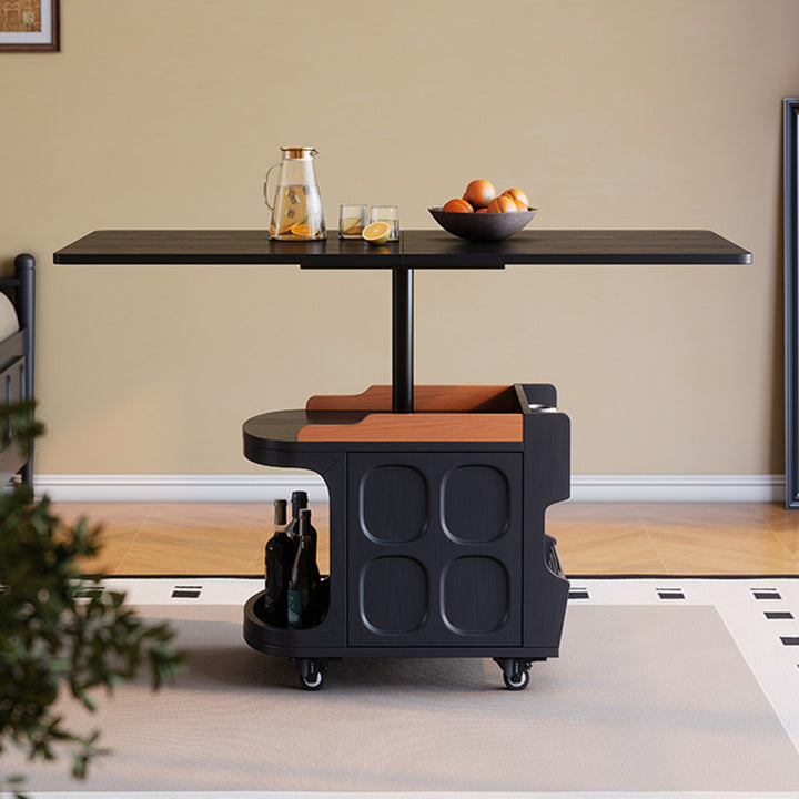 Vintage Adjustable Side Table: Foldable Coffee Table And Dining Table In One - Large-Capacity Storage Sideboard For Living Room