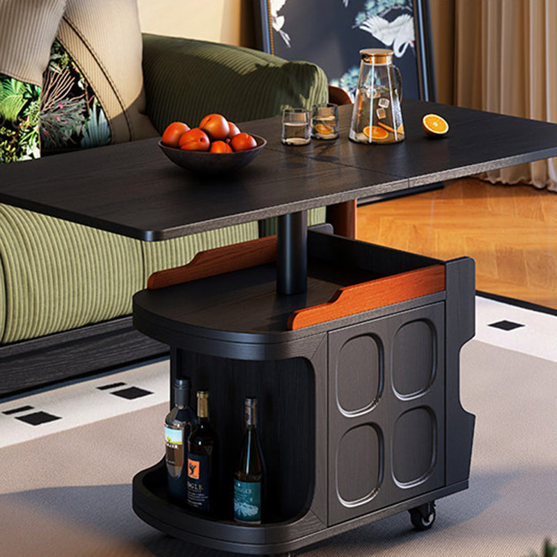Vintage Adjustable Side Table: Foldable Coffee Table And Dining Table In One - Large-Capacity Storage Sideboard For Living Room