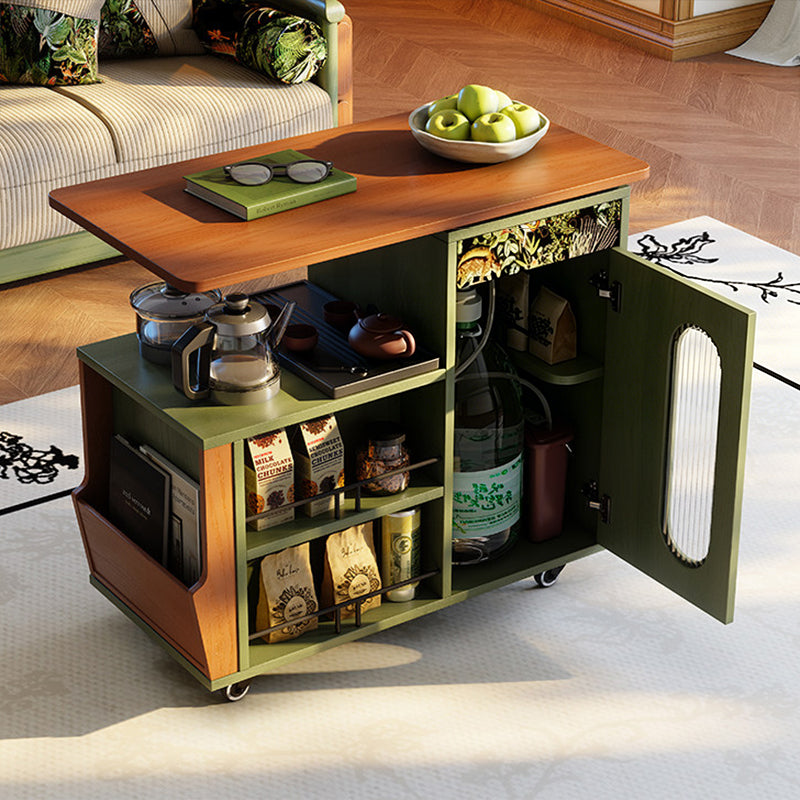 Multi-Functional Mobile Tea Cart: Vintage Rotating Side Table - Compact Storage Cabinet Sideboard For Living Room