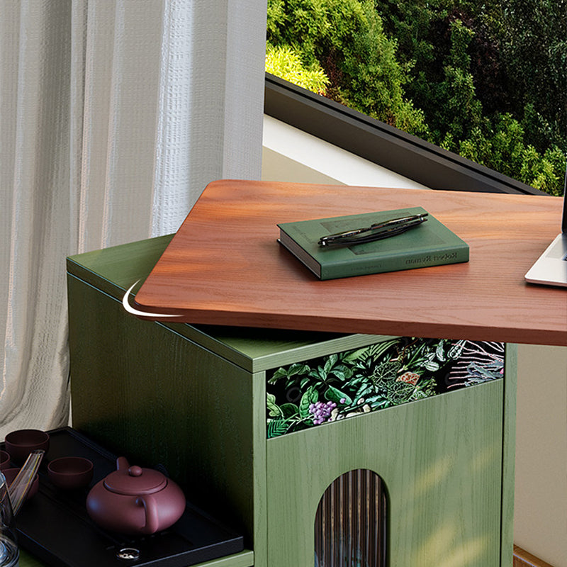Multi-Functional Mobile Tea Cart: Vintage Rotating Side Table - Compact Storage Cabinet Sideboard For Living Room