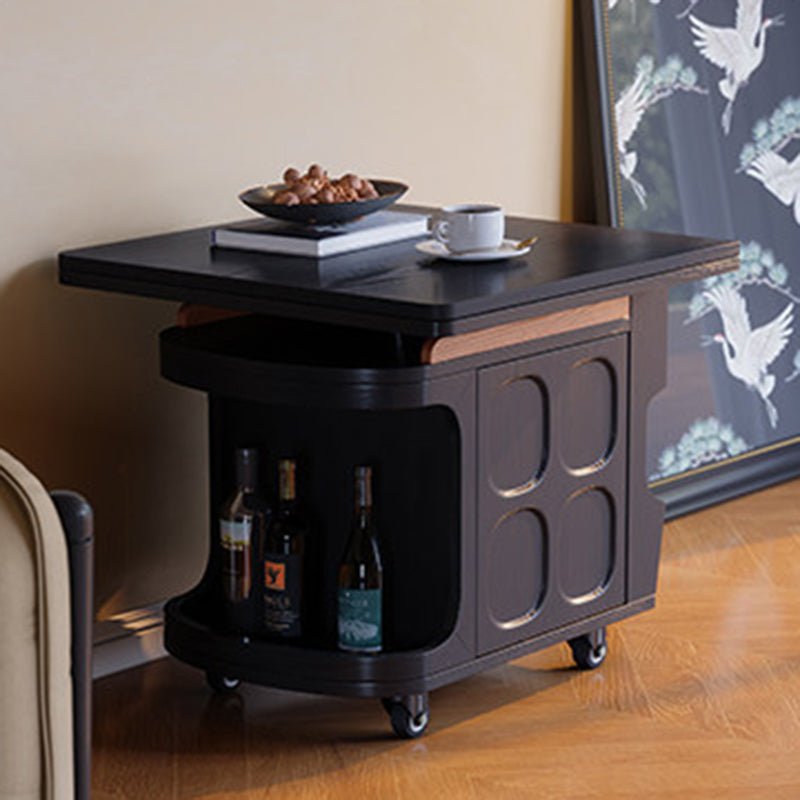 Vintage Adjustable Side Table: Foldable Coffee Table And Dining Table In One - Large-Capacity Storage Sideboard For Living Room