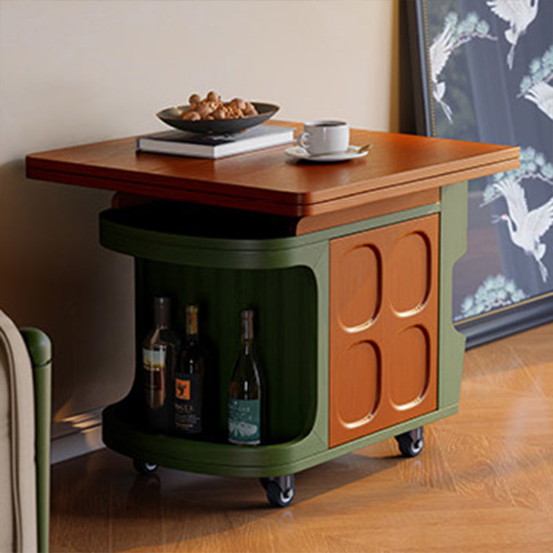 Vintage Adjustable Side Table: Foldable Coffee Table And Dining Table In One - Large-Capacity Storage Sideboard For Living Room