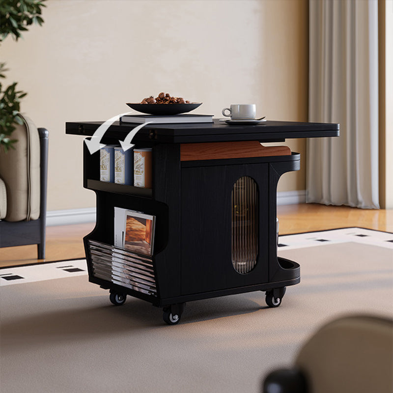 Vintage Adjustable Side Table: Foldable Coffee Table And Dining Table In One - Large-Capacity Storage Sideboard For Living Room
