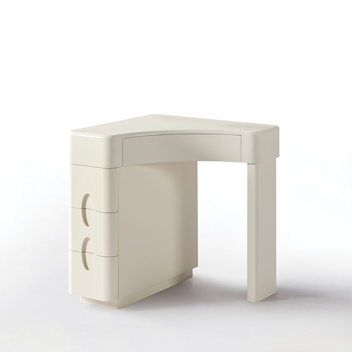 Cream White L-Shaped Corner Vanity Desk: 4-Storage Drawer - Contemporary Nordic Makeup Vanity For Bedroom