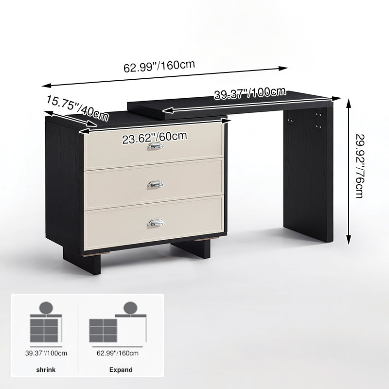 Space-Saving Extendable Makeup Vanity Desk: 3-Drawer Storage - Contemporary Scandinavian Dressing Table For Bedroom