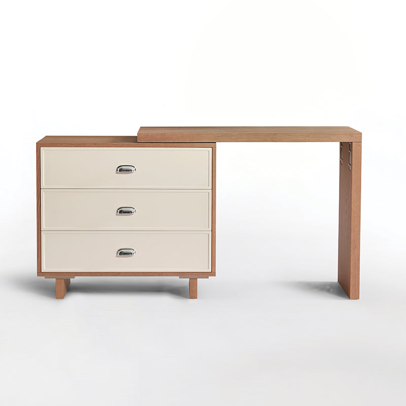 Space-Saving Extendable Makeup Vanity Desk: 3-Drawer Storage - Contemporary Scandinavian Dressing Table For Bedroom