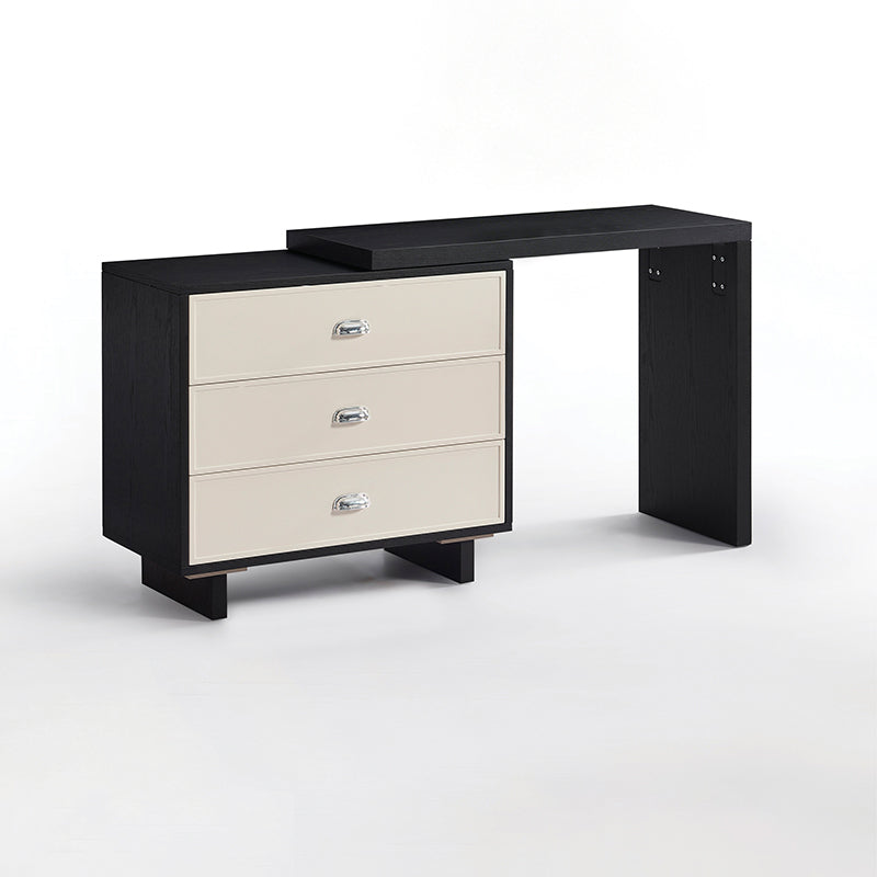 Space-Saving Extendable Makeup Vanity Desk: 3-Drawer Storage - Contemporary Scandinavian Dressing Table For Bedroom