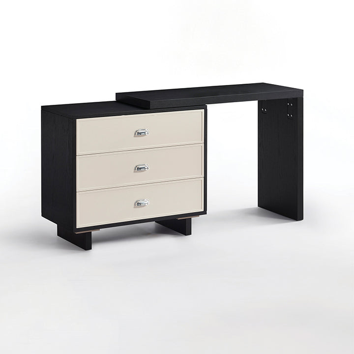 Space-Saving Extendable Makeup Vanity Desk: 3-Drawer Storage - Contemporary Scandinavian Dressing Table For Bedroom