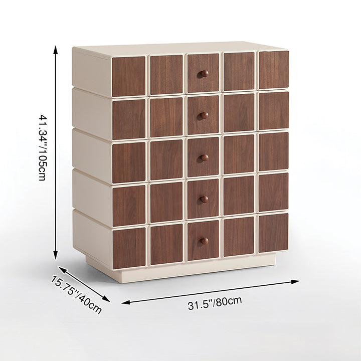Contemporary Geometric Storage Cabinet: 5-Drawer Dresser Cabinet - Modern Square Storage Chest For Bedroom