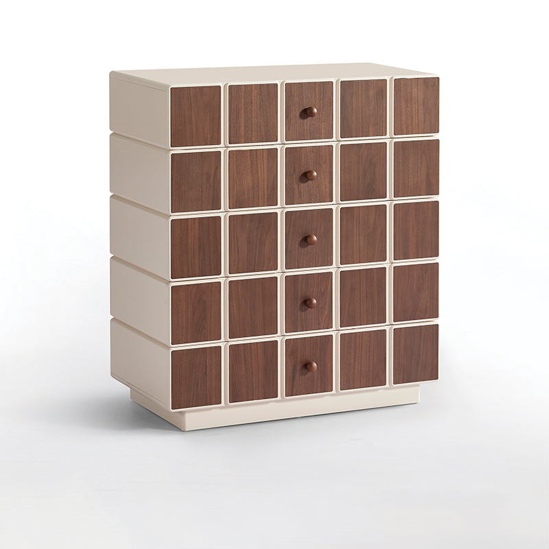 Contemporary Geometric Storage Cabinet: 5-Drawer Dresser Cabinet - Modern Square Storage Chest For Bedroom