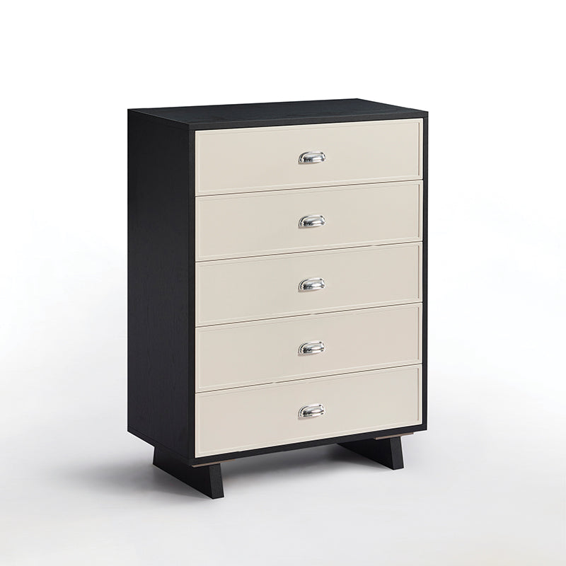 Scandinavian Style Wood Grain Finish Storage Cabinet: 5-Drawer Dresser Cabinet - Contemporary MDF Cabinet For Bedroom