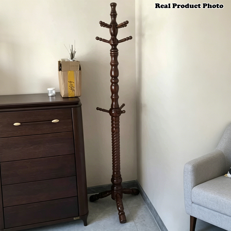 Freestanding Solid Eucalyptus Wood Coat Rack: Multi-Level Hook - Vintage Entryway Hall Tree For Entryway Storage &amp; Bedroom