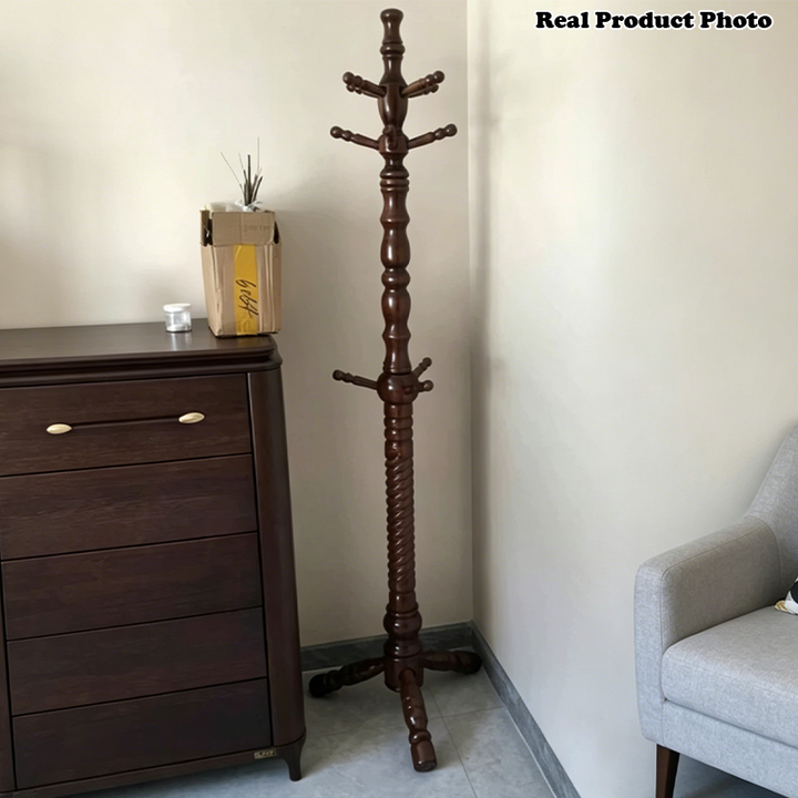 Freestanding Solid Eucalyptus Wood Coat Rack: Multi-Level Hook - Vintage Entryway Hall Tree For Entryway Storage &amp; Bedroom