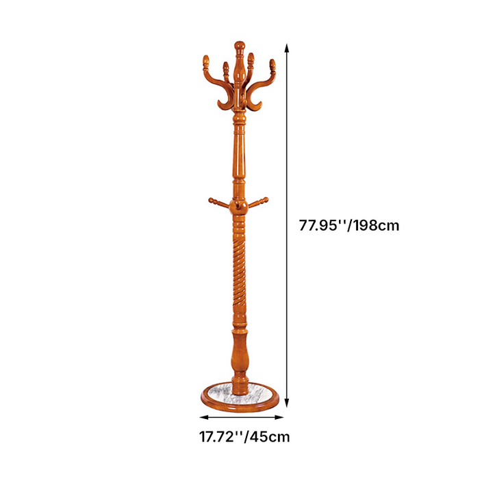 Luxury Vintage Coat Rack - Twist Wooden Column: Tall Freestanding Hall Tree Organizer For Entryway & Bedroom