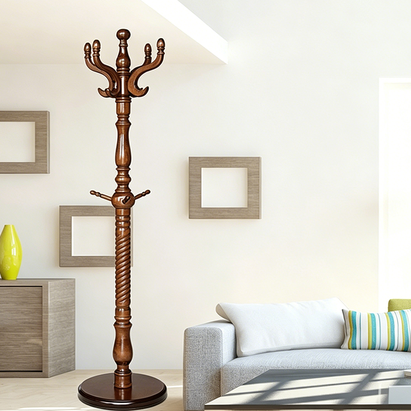 Luxury Vintage Coat Rack - Twist Wooden Column: Tall Freestanding Hall Tree Organizer For Entryway &amp; Bedroom