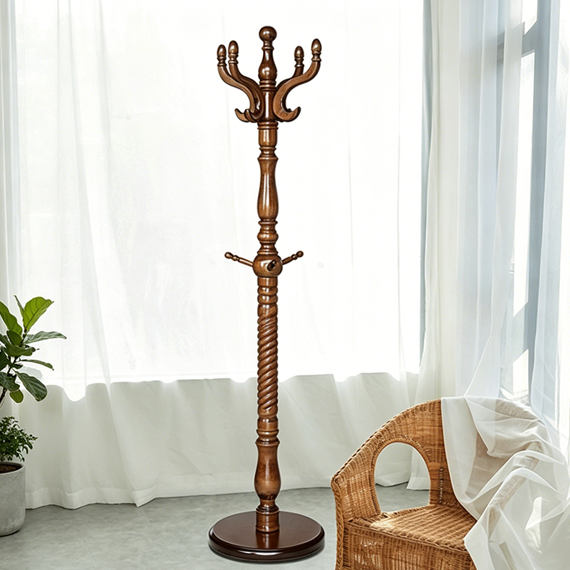 Luxury Vintage Coat Rack - Twist Wooden Column: Tall Freestanding Hall Tree Organizer For Entryway &amp; Bedroom