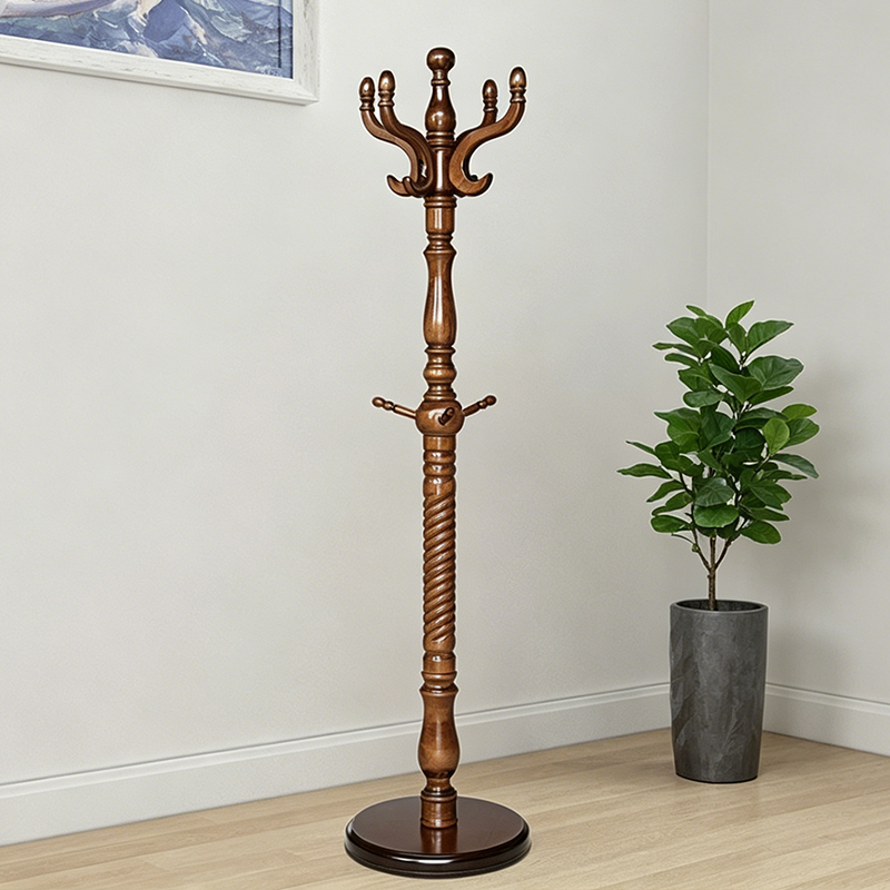 Luxury Vintage Coat Rack - Twist Wooden Column: Tall Freestanding Hall Tree Organizer For Entryway &amp; Bedroom