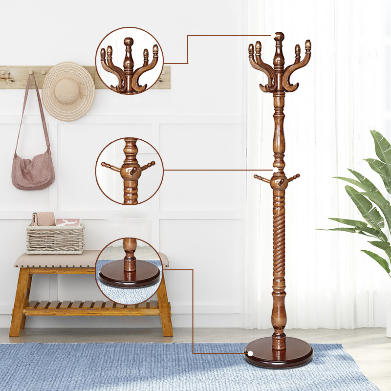 Luxury Vintage Coat Rack - Twist Wooden Column: Tall Freestanding Hall Tree Organizer For Entryway &amp; Bedroom