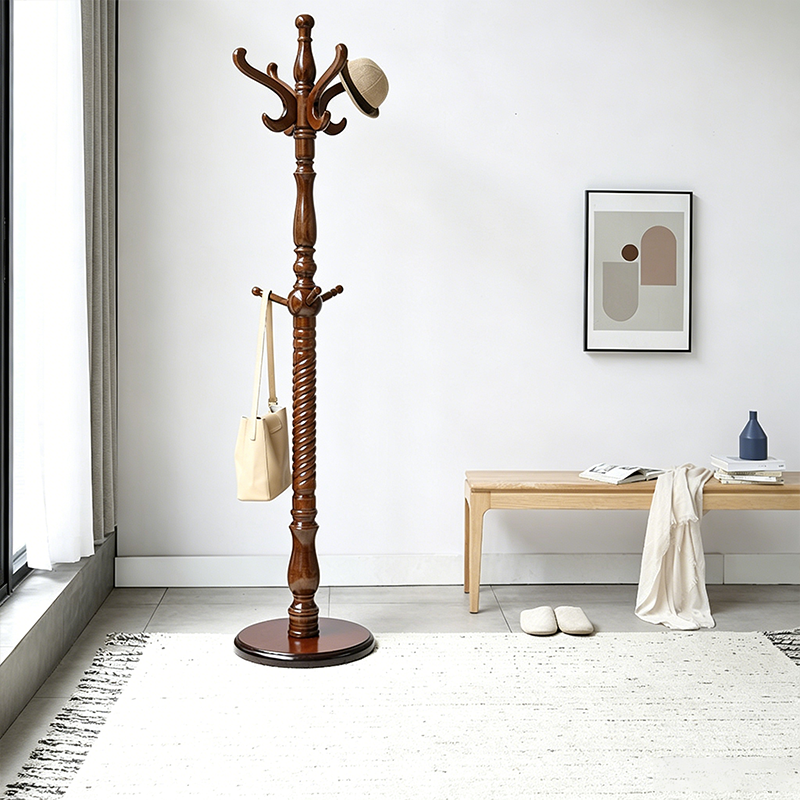 Traditional Vintage Coat Rack - Crown Style Wooden Hook: Elegant Freestanding Hall Tree For Entryway &amp; Bedroom