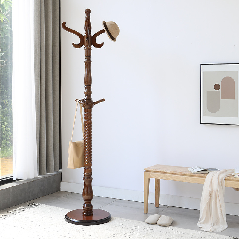 Traditional Vintage Coat Rack - Crown Style Wooden Hook: Elegant Freestanding Hall Tree For Entryway &amp; Bedroom