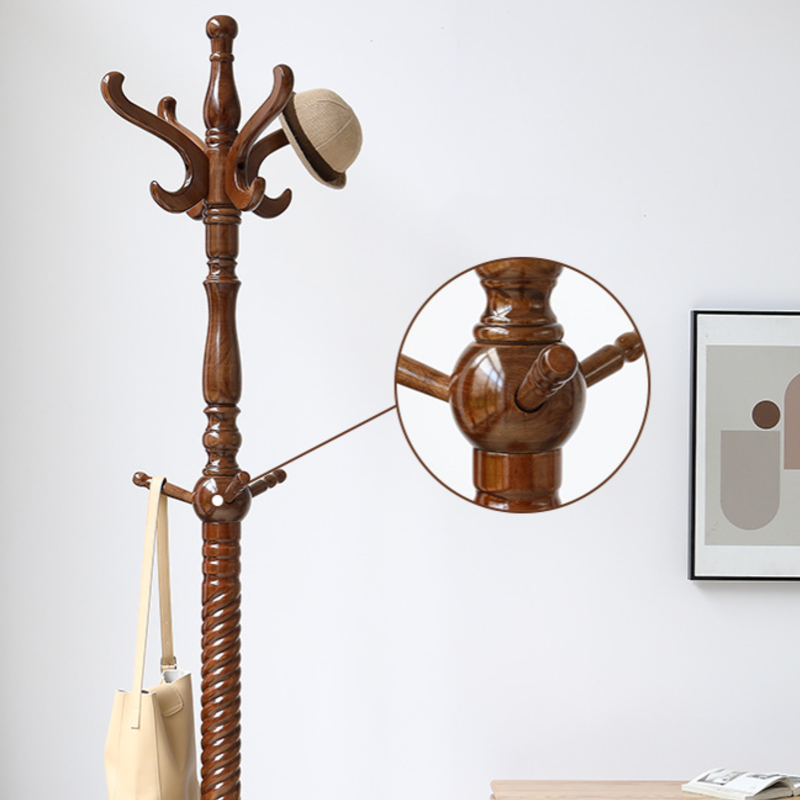 Traditional Vintage Coat Rack - Crown Style Wooden Hook: Elegant Freestanding Hall Tree For Entryway &amp; Bedroom