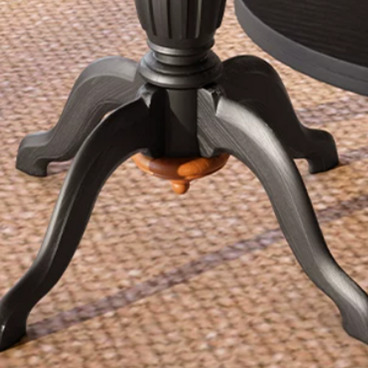 トラディショナル フレンチ クローバー コーヒーテーブル：2段ガラストップ＆彫刻入りアッシュ材脚 - リビングルーム向けエレガントなラウンドアクセントテーブル 