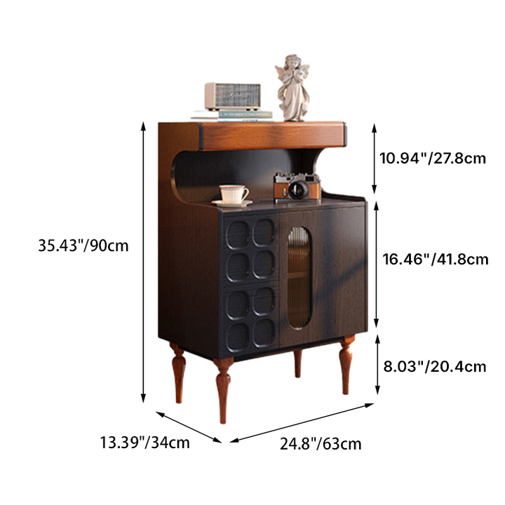 Luxury French Vintage Sideboard Cabinet: 3-Decorative Drawer & 1-Cabinet - Retro Wood Storage Cupboard For Dining Room