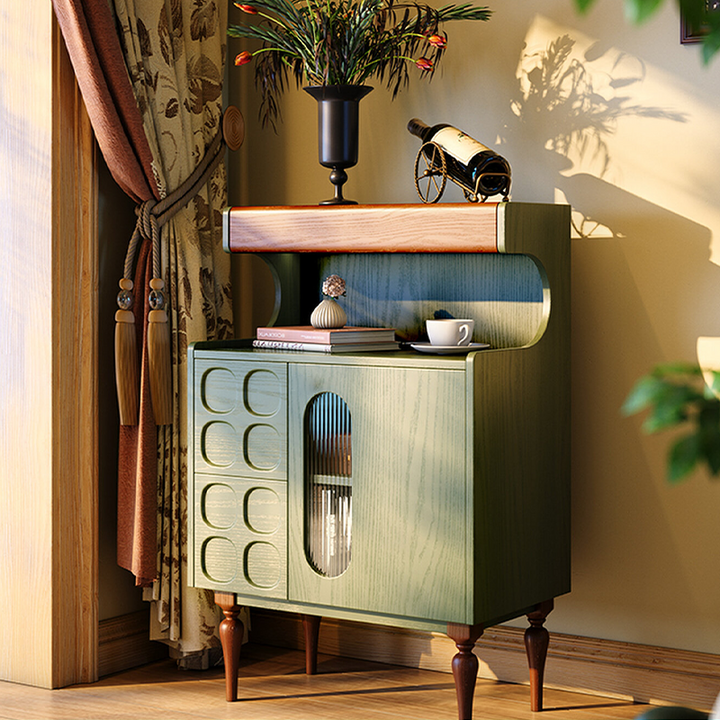 Luxury French Vintage Sideboard Cabinet: 3-Decorative Drawer & 1-Cabinet - Retro Wood Storage Cupboard For Dining Room