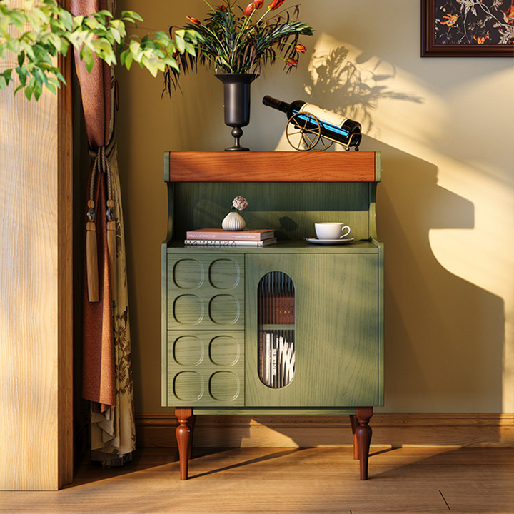 Luxury French Vintage Sideboard Cabinet: 3-Decorative Drawer & 1-Cabinet - Retro Wood Storage Cupboard For Dining Room