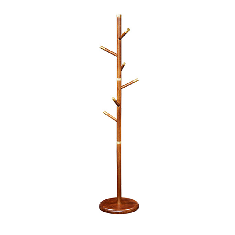 Mid-Century Vintage Wooden Coat Rack: Rubberwood With Copper Hook - Freestanding Hall Tree &amp; Clothes Hanger For Entryway