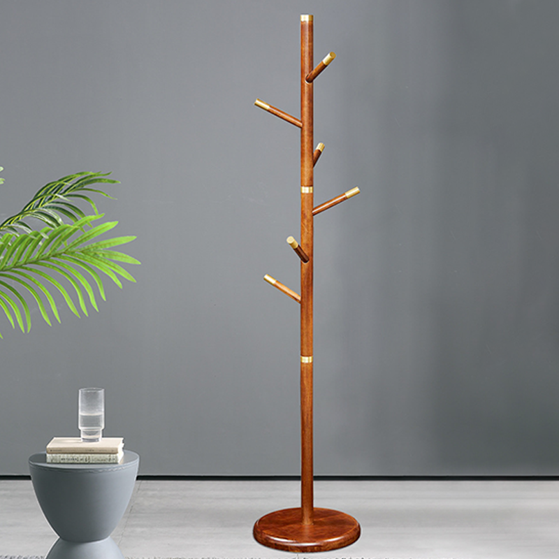 Mid-Century Vintage Wooden Coat Rack: Rubberwood With Copper Hook - Freestanding Hall Tree &amp; Clothes Hanger For Entryway