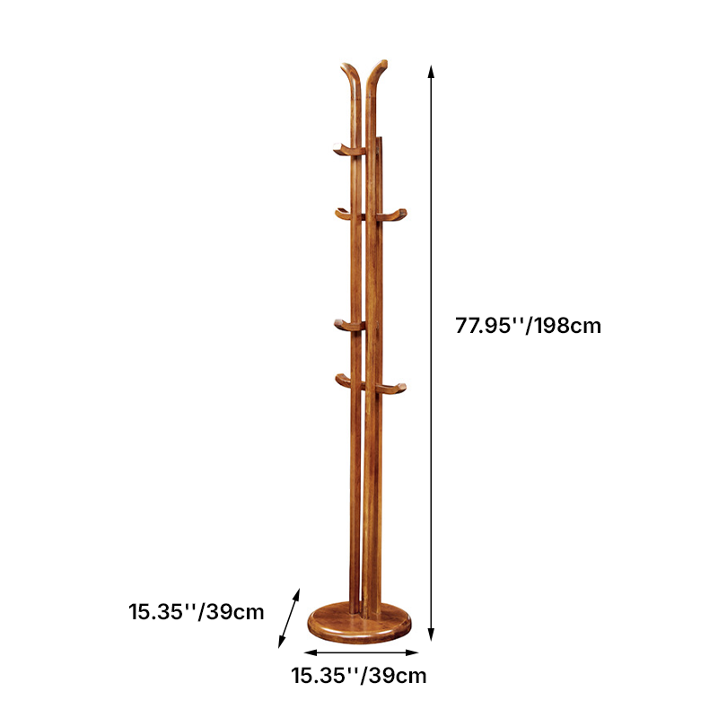 Traditional Vintage Wooden Coat Rack: Freestanding Organizer With Curved Hook - Space-Saving Hall Tree For Entryway