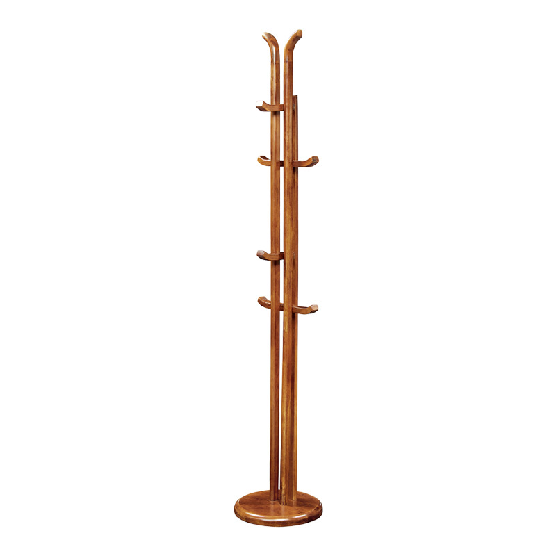 Traditional Vintage Wooden Coat Rack: Freestanding Organizer With Curved Hook - Space-Saving Hall Tree For Entryway