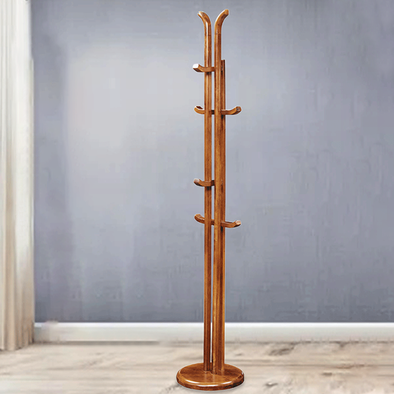 Traditional Vintage Wooden Coat Rack: Freestanding Organizer With Curved Hook - Space-Saving Hall Tree For Entryway