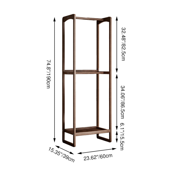 Ash Wood Freestanding Coat Rack: Double Hanging Rod & Storage Shelf Clothing Organizer - Vintage Mid-Century Hall Tree For Entryway