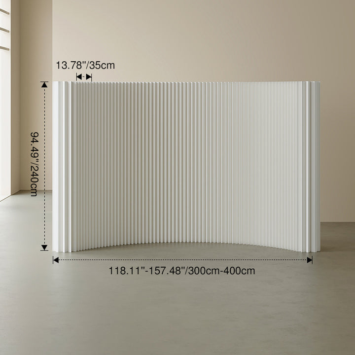 Modern Art Deco Rectangular Curved Kraft Paper Acrylic Foldable Expandable Accordion Screen Room Divider For Living Room