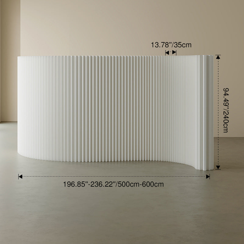 Modern Art Deco Rectangular Curved Kraft Paper Acrylic Foldable Expandable Accordion Screen Room Divider For Living Room