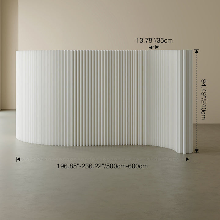 Modern Art Deco Rectangular Curved Kraft Paper Acrylic Foldable Expandable Accordion Screen Room Divider For Living Room