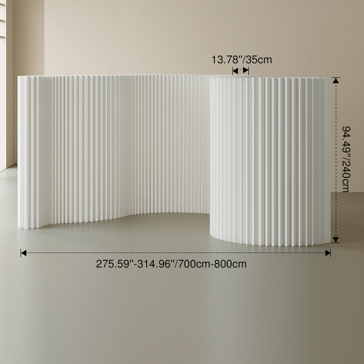 Modern Art Deco Rectangular Curved Kraft Paper Acrylic Foldable Expandable Accordion Screen Room Divider For Living Room