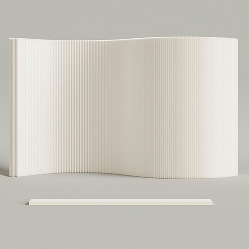 Modern Art Deco Rectangular Curved Kraft Paper Acrylic Foldable Expandable Accordion Screen Room Divider For Living Room